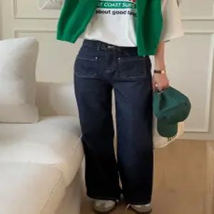 7197 스판 투버튼 포켓 일자 생지 데님 (one color) ‘이염NO!논페이드데님’