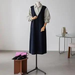 (안나앤플러스) 조엔 셔츠 레이어드 원피스[드레스EC491] 빅사이즈