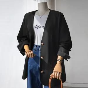 (안나앤플러스) 미넷 노카라 버튼 자켓[자켓DRN66] 빅사이즈