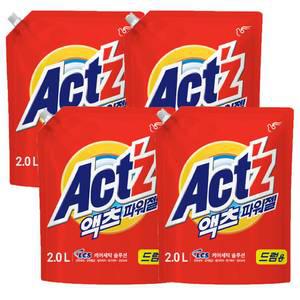 액츠 파워젤 액체세제, 드럼, 2L, 4개