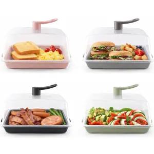 꾸밈 사각접시 돔 뚜껑세트