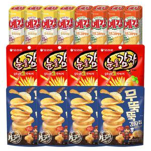 구수한 감자모음 세트 (예감 오리지널, 64g, 4개 +예감 치즈, 64g 4개 + 무뚝뚝감자칩, 60g,  4개 + 눈을감자, 56g, 4개)
