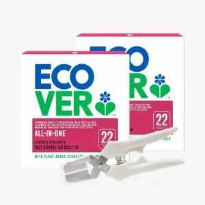 에코버 올인원 식기세척기세제 레몬 만다린 22개입 2개 +전용가위