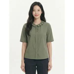 [하프클럽/크로커다일레이디]카키 단추포인트 풀오버 블라우스 CLCMBL116