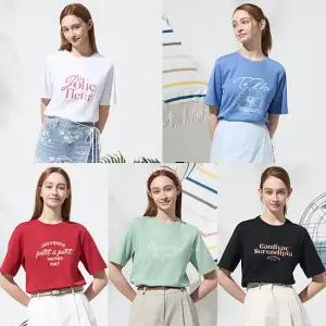 여성면레터링반팔티셔츠5종세트