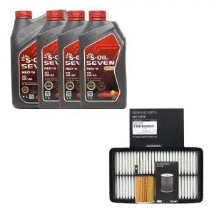 제네시스 G80 RG3 2.5 가솔린 엔진오일 에스오일 세븐레드9 0W30 7리터 순정 필터 세트