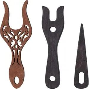 베네크레아 3Pcs 나무 뜨개질 포크 직조 바늘 키트 팔찌 목걸이용 루셋 도구 땋은 DIY 박스우드 및 비치