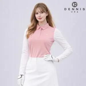 [데니스골프] 26SS신상 여성 메쉬 슬림핏 배색 긴팔카라티_NARMLTS072