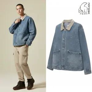 [백화점출고] 노르디스크 자켓 남자 카라 배색 데님 스카이 블루 간절기 숏 점퍼