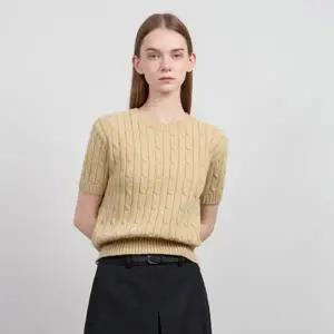 [롯데백화점]시스티나 라운드넥 반팔 꽈배기 니트 티-AAKPOO31020