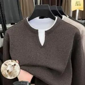 캐주얼 남성용 울 실크 니트 투피스 데일리룩 브이넥 뽕나무 휴가 봄가을 라운드넥티 함유 티셔츠 상의 스