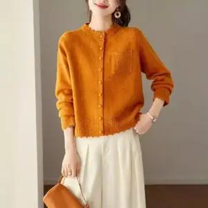 여사친 롱 니트 봄 멋내기 루즈핏 카디건 옷 라운드 쇼트 싱글 솔리드 상의 스포M1