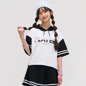 [오션스카이] [2color] 여아 반팔 후드티