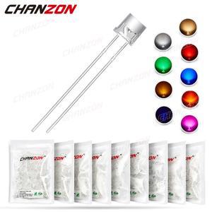 100pcs 5mm LED 발광 다이오드 플랫 탑  화이트 레드 블루 그린 UV 오렌지 옐로우 핑크 컬러 전구 램프 2V