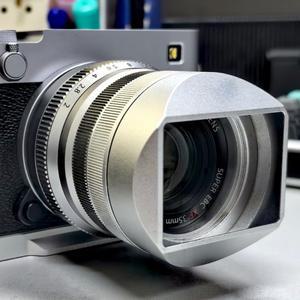 Fujifilm Fujinon XF 35mm F2 R WR WR용 캡이 있는 금속 실버 사각 렌즈 후드
