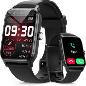 남성/여성용 텐스키 스마트워치 안드로이드/아이폰/삼성/(블루투스 통화)용 1.85인치 HD 액티비티 알렉사