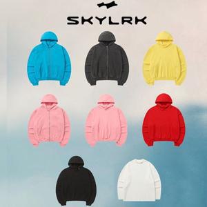 저스틴 비버 SKYLRK 자수 가디건 후디 남녀 공용 헤비 패브릭 오버사이즈 후드 풀오버