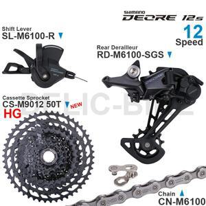 Shimano 호환 DEORE M6100 12단 그룹세트오른쪽 시프터 포함 뒷변속기 체인 원본 및 SUGEK 11-50T 52T 카세