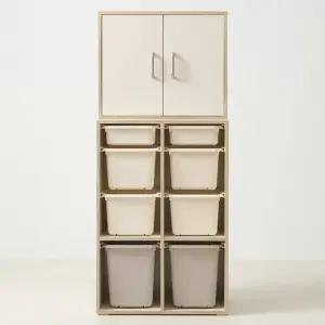 스코나 맨자노 720 오픈 바구니 4단 수납장+도어 수납 상부장 세트 교구장 장난감정리함