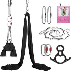 에어리얼 실크 키트 및 요가 해먹 - 하드웨어가 포함된 11Yd 프리미엄 패브릭 플라잉 스윙 피트니스를 위한