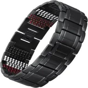 USWEL 티타늄 마그네틱 팔찌 강화 - 검은색 PVD 코팅이 된 남성용 613pcs 미네랄 블랙