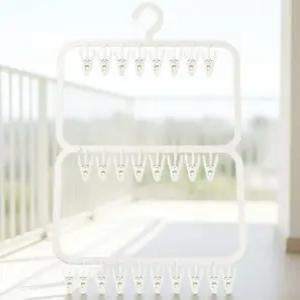 집게 빨래 놀이 건조 홀더 양말 고정 플라스틱 타월 찝개 건조대 걸이 속옷 3단