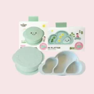 마더스콘 유아 실리콘 흡착볼 식판 세트 선물 민트