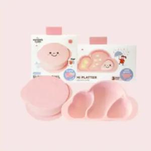 마더스콘 아기 이유식 실리콘 흡착볼 식판 세트 핑크