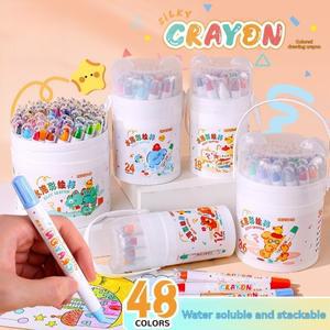 12/24/36/48색 실키 트위스터블 크레용 세척 가능 미술용품 다문화 파스텔 젤 쉬운 그립 색칠 선물 학교용