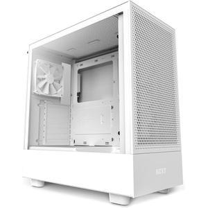 NZXT H5 플로우 컴팩트 ATX 미드 타워 PC 게이밍 케이스 u2013 고풍량 천공 전면 패널 u2013 강화 유리 측면 패널 u2013 케이블 관리 u2013 2 x 120mm 팬 포함 u2013 280mm 라디에이터 지원 u2013 화이트