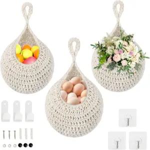 주방용 과일 바구니 걸기 - 보호 벽걸이 3팩 흰색 제외