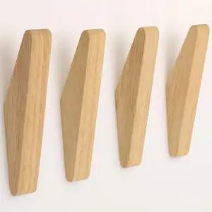 4팩 나무 벽 고리 천연 코트 모자 수건 옷을 걸어도 손상되지 않습니다 현대적인 가정 장식 선물 삼각형