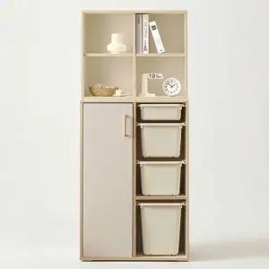 스코나 맨자노 720 도어 바구니 4단 수납장+오픈 수납 상부장 세트 교구장 장난감 정리함