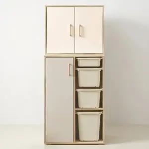 스코나 맨자노 720 도어 바구니 4단 수납장+도어 수납 상부장 세트 교구장 장난감정리함