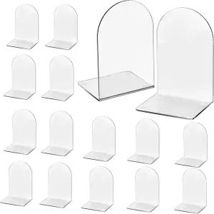 룰론폰 16피스 북엔드 책장용 무거운 책용 클리어 아크릴 책엔드 학교 도서관 데스크톱 정리함 및