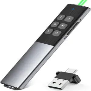 무선 충전식 프레젠션 클리커 - 에어 마우스 컨트롤 자이로 볼륨 조절 및 잉크 주석이 포함된 리모컨