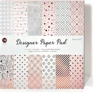 카드 제작용 디세크래프트 36장 12x12 로즈 골드 스톡 스크랩북 장식용 종이 저널링 오리가미 용품