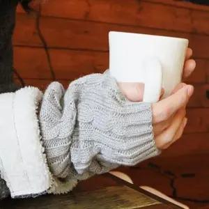 커플 니트 남녀 핸드 장갑 심플 롱 암워머