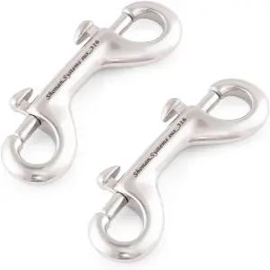 더블 엔드 스냅 후크 2팩 헤비 듀티 트리거 볼트 스테인리스 스틸 316 해양 등급 다이빙용 금속 클립 개