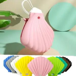 조개 모양 실리콘 마스크 보관함 10색 휴대용 케이스 목걸이 스트랩 분실방지