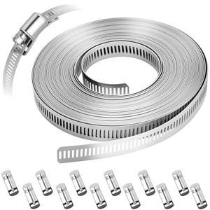 OEBRUEL 튼튼한 304 스테인리스 있는 조절 밴드 파이프용 대형 스틸 10M 32 81피트 가능한 자동차 12개의 라인 패스너가 DIY 호스 배관 연료 키트 전문가용 덕트 클램프 10 9M 33피트 길이