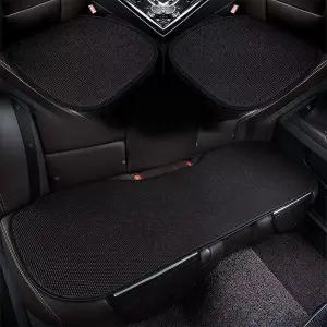 여름용 미끄럼 방지 카시트 패드 통기성 및 상쾌함 코튼 커버 포켓 냉각 기능이 있는 스 실크 블랙