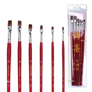 화홍 771 수채화용 납작붓 6종 세트 1P 미술용 브러쉬 중학생붓세트