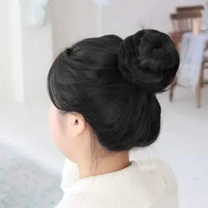 똥머리가발 올림머리 똥머리 가발 머리끈 블랙