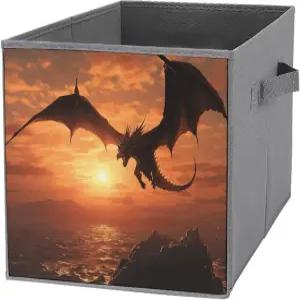 사무용 베이직 접이식 수납 큐브 정리함 손잡이가 있는 논하이 1PCS 바다 석양 날다 대용량 의류 시트 옷장