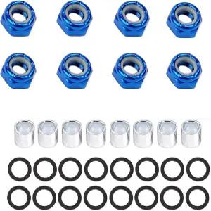 IMPORX 8피스 스케이트보드 트럭 컬러 너트 및 액슬 와셔 롱보드 하드웨어 키트용 정밀 스페이서