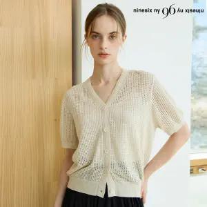 [롯데백화점]올앤선드리 데일리 시스루 반팔 니트 가디건 (NQ2CK003L0)