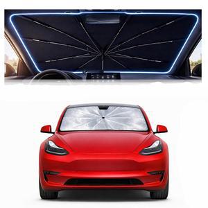 보눌리 2026 업그레이드된 자동차 앞유리 선쉐이드 우산 - Tesla Model Y / 3 2016-2024 선쉐이드에 맞춤 장착, 간편한 설치, 자외선 차단 및 열 반사, 실내 온도 유지