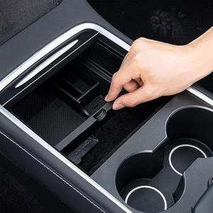 테슬라 모델 3 Y 2021 2022 2023에 적합한 네스투어 센터 콘솔 정리함 트레이 액세서리, 맞춤형 숨겨진 큐비 서랍 보관함, 선글라스 및 코인 홀더가 포함된 프리미엄 ABS 소재