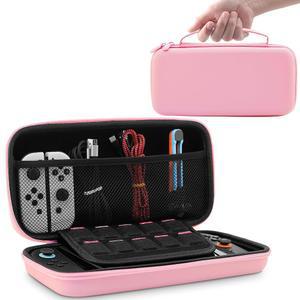 여행용 소녀 가방을 운반하는 PAWDIAR 핑크 스위치 2, 10개의 게임 카드 슬롯과 대용량 저장 공간이 있는 새로운 2025 콘솔 및 액세서리용 닌텐도 2 캐리 케이스와 호환됩니다